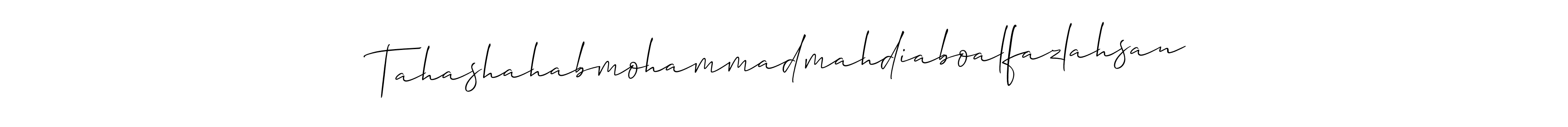 Make a beautiful signature design for name Tahashahabmohammadmahdiaboalfazlahsan. Use this online signature maker to create a handwritten signature for free. Tahashahabmohammadmahdiaboalfazlahsan signature style 2 images and pictures png