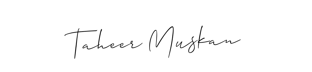 Create a beautiful signature design for name Taheer Muskan. With this signature (Allison_Script) fonts, you can make a handwritten signature for free. Taheer Muskan signature style 2 images and pictures png