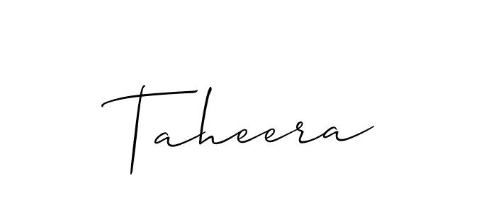 Design your own signature with our free online signature maker. With this signature software, you can create a handwritten (Allison_Script) signature for name Taheera. Taheera signature style 2 images and pictures png