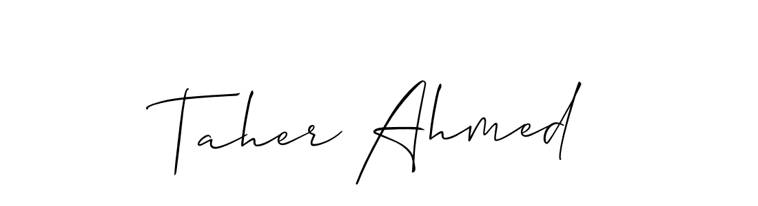 This is the best signature style for the Taher Ahmed name. Also you like these signature font (Allison_Script). Mix name signature. Taher Ahmed signature style 2 images and pictures png