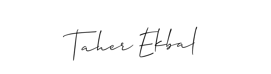 How to make Taher Ekbal signature? Allison_Script is a professional autograph style. Create handwritten signature for Taher Ekbal name. Taher Ekbal signature style 2 images and pictures png