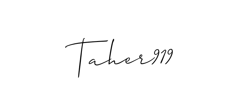 Use a signature maker to create a handwritten signature online. With this signature software, you can design (Allison_Script) your own signature for name Taher919. Taher919 signature style 2 images and pictures png