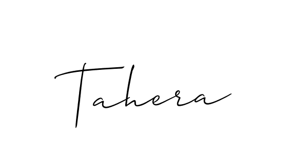 Create a beautiful signature design for name Tahera. With this signature (Allison_Script) fonts, you can make a handwritten signature for free. Tahera signature style 2 images and pictures png