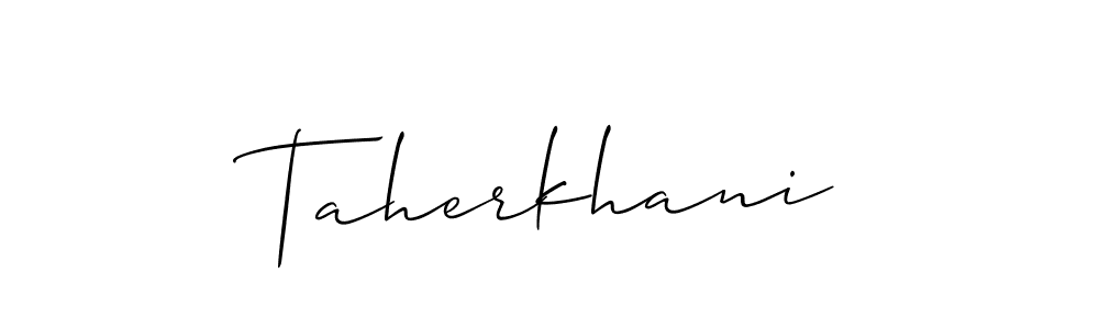 Use a signature maker to create a handwritten signature online. With this signature software, you can design (Allison_Script) your own signature for name Taherkhani. Taherkhani signature style 2 images and pictures png