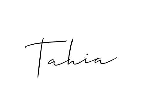 Design your own signature with our free online signature maker. With this signature software, you can create a handwritten (Allison_Script) signature for name Tahia. Tahia signature style 2 images and pictures png