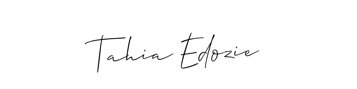 Tahia Edozie stylish signature style. Best Handwritten Sign (Allison_Script) for my name. Handwritten Signature Collection Ideas for my name Tahia Edozie. Tahia Edozie signature style 2 images and pictures png