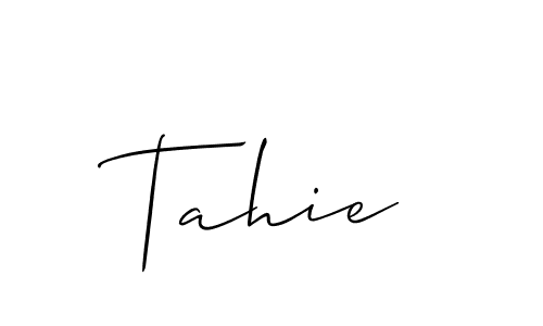 It looks lik you need a new signature style for name Tahie. Design unique handwritten (Allison_Script) signature with our free signature maker in just a few clicks. Tahie signature style 2 images and pictures png