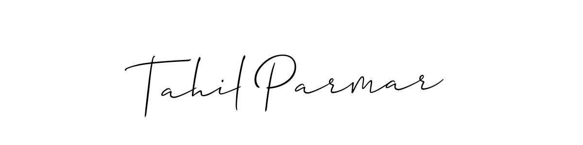 Create a beautiful signature design for name Tahil Parmar. With this signature (Allison_Script) fonts, you can make a handwritten signature for free. Tahil Parmar signature style 2 images and pictures png