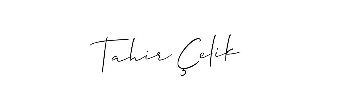 Tahir Çelik stylish signature style. Best Handwritten Sign (Allison_Script) for my name. Handwritten Signature Collection Ideas for my name Tahir Çelik. Tahir Çelik signature style 2 images and pictures png