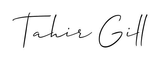 Create your official email sign-off with Tahir Gill name in Allison_Script style. Crisp, clean, and perfectly legible across all screens. Tahir Gill signature style 2 images and pictures png