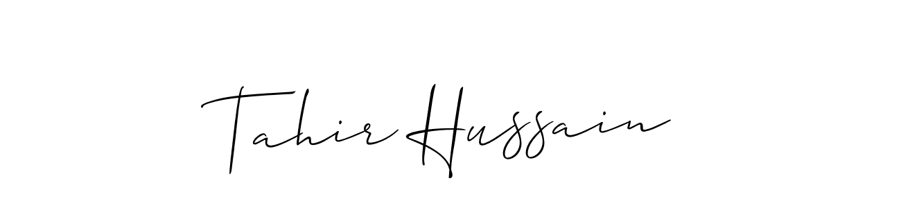 Use a signature maker to create a handwritten signature online. With this signature software, you can design (Allison_Script) your own signature for name Tahir Hussain. Tahir Hussain signature style 2 images and pictures png