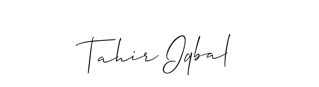 Make a beautiful signature design for name Tahir Iqbal. With this signature (Allison_Script) style, you can create a handwritten signature for free. Tahir Iqbal signature style 2 images and pictures png