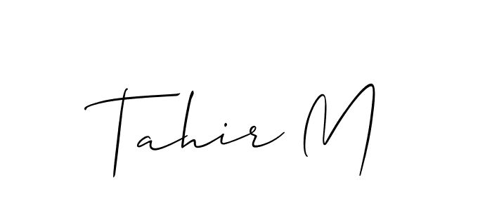 if you are searching for the best signature style for your name Tahir M. so please give up your signature search. here we have designed multiple signature styles  using Allison_Script. Tahir M signature style 2 images and pictures png