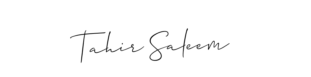 Make a short Tahir Saleem signature style. Manage your documents anywhere anytime using Allison_Script. Create and add eSignatures, submit forms, share and send files easily. Tahir Saleem signature style 2 images and pictures png