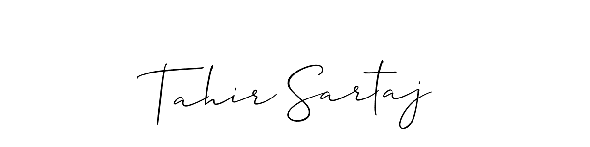 Allison_Script is a professional signature style that is perfect for those who want to add a touch of class to their signature. It is also a great choice for those who want to make their signature more unique. Get Tahir Sartaj name to fancy signature for free. Tahir Sartaj signature style 2 images and pictures png