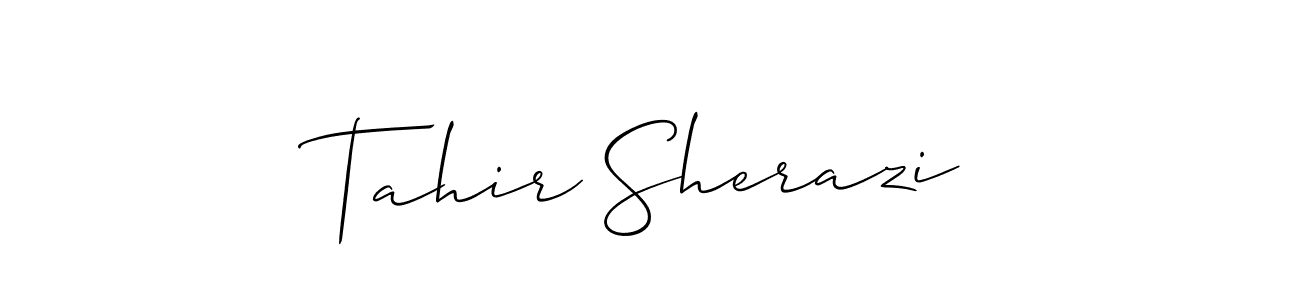 Create a beautiful signature design for name Tahir Sherazi. With this signature (Allison_Script) fonts, you can make a handwritten signature for free. Tahir Sherazi signature style 2 images and pictures png