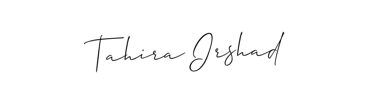 How to make Tahira Irshad name signature. Use Allison_Script style for creating short signs online. This is the latest handwritten sign. Tahira Irshad signature style 2 images and pictures png