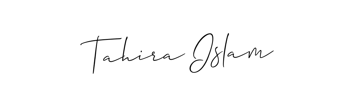 if you are searching for the best signature style for your name Tahira Islam. so please give up your signature search. here we have designed multiple signature styles  using Allison_Script. Tahira Islam signature style 2 images and pictures png