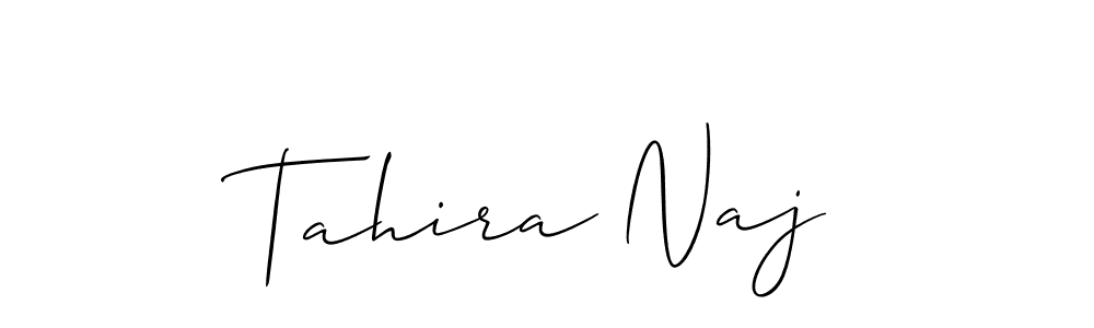 How to make Tahira Naj signature? Allison_Script is a professional autograph style. Create handwritten signature for Tahira Naj name. Tahira Naj signature style 2 images and pictures png