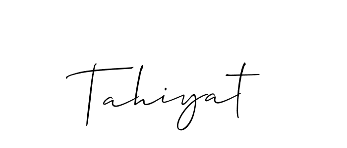 Create a beautiful signature design for name Tahiyat. With this signature (Allison_Script) fonts, you can make a handwritten signature for free. Tahiyat signature style 2 images and pictures png