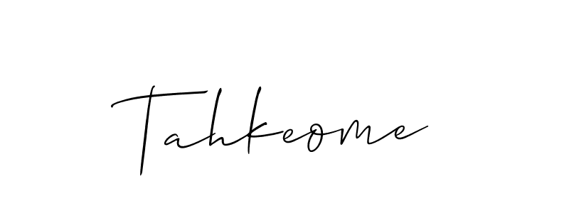 How to make Tahkeome signature? Allison_Script is a professional autograph style. Create handwritten signature for Tahkeome name. Tahkeome signature style 2 images and pictures png