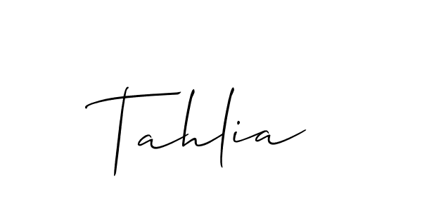 Make a short Tahlia signature style. Manage your documents anywhere anytime using Allison_Script. Create and add eSignatures, submit forms, share and send files easily. Tahlia signature style 2 images and pictures png