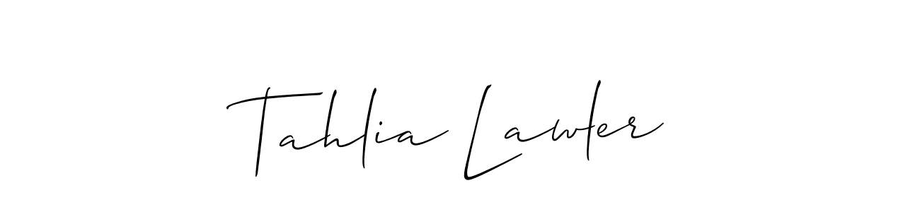 How to make Tahlia Lawler name signature. Use Allison_Script style for creating short signs online. This is the latest handwritten sign. Tahlia Lawler signature style 2 images and pictures png
