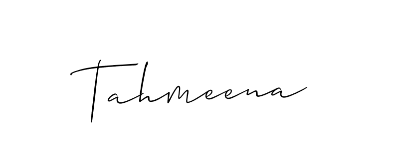 Also we have Tahmeena name is the best signature style. Create professional handwritten signature collection using Allison_Script autograph style. Tahmeena signature style 2 images and pictures png