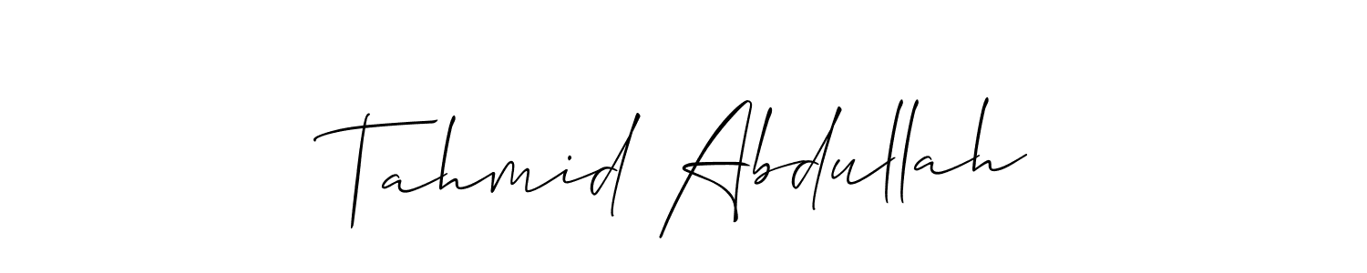 Allison_Script is a professional signature style that is perfect for those who want to add a touch of class to their signature. It is also a great choice for those who want to make their signature more unique. Get Tahmid Abdullah name to fancy signature for free. Tahmid Abdullah signature style 2 images and pictures png