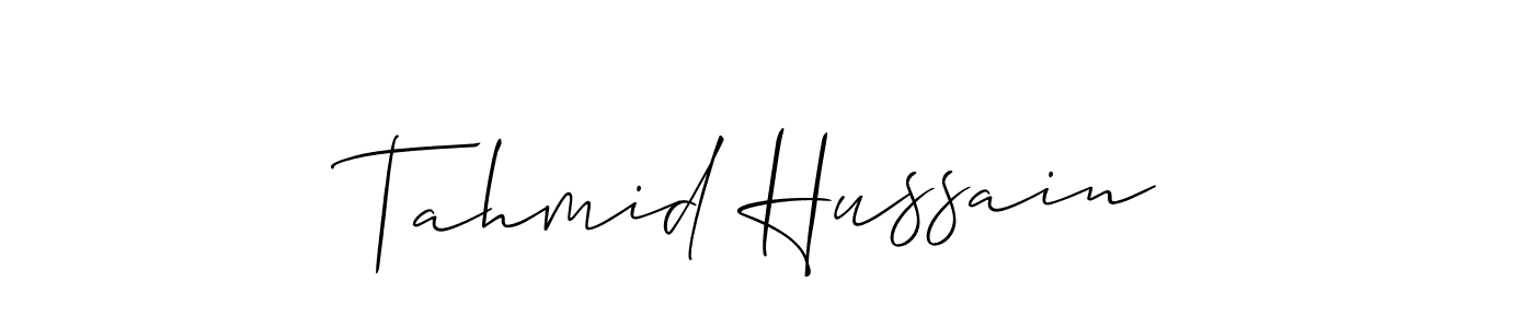 Also You can easily find your signature by using the search form. We will create Tahmid Hussain name handwritten signature images for you free of cost using Allison_Script sign style. Tahmid Hussain signature style 2 images and pictures png