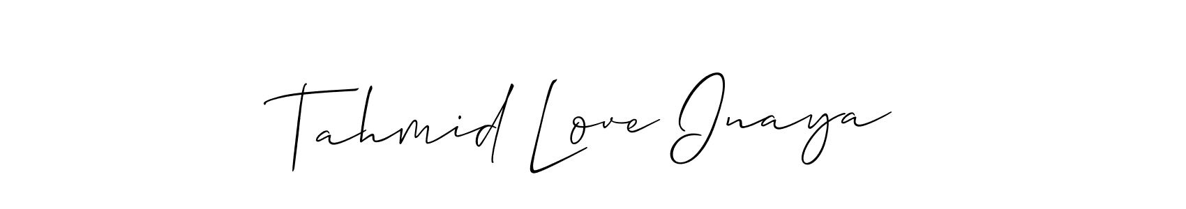 Tahmid Love Inaya stylish signature style. Best Handwritten Sign (Allison_Script) for my name. Handwritten Signature Collection Ideas for my name Tahmid Love Inaya. Tahmid Love Inaya signature style 2 images and pictures png