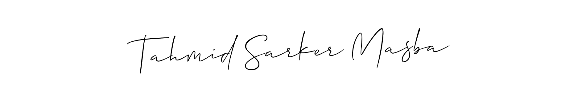 Create a beautiful signature design for name Tahmid Sarker Masba. With this signature (Allison_Script) fonts, you can make a handwritten signature for free. Tahmid Sarker Masba signature style 2 images and pictures png