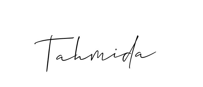 Allison_Script is a professional signature style that is perfect for those who want to add a touch of class to their signature. It is also a great choice for those who want to make their signature more unique. Get Tahmida name to fancy signature for free. Tahmida signature style 2 images and pictures png