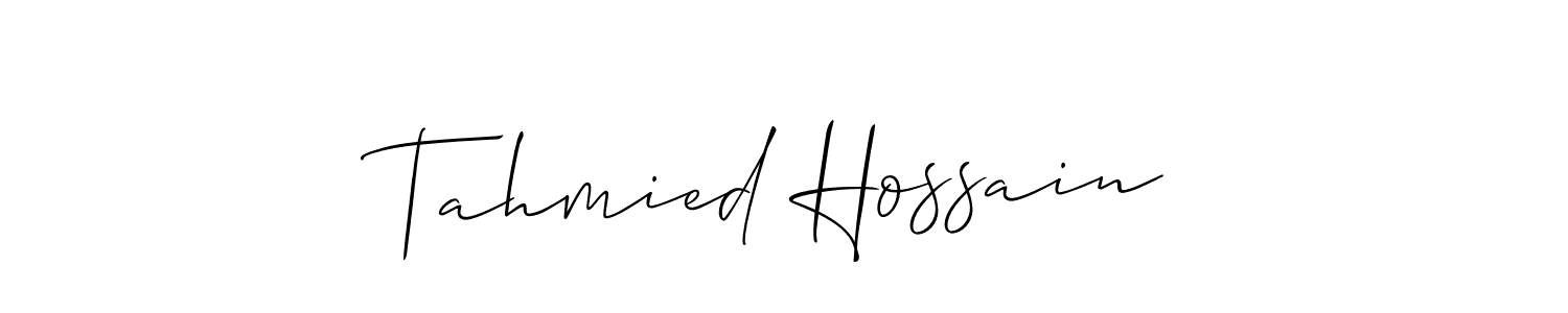 Tahmied Hossain stylish signature style. Best Handwritten Sign (Allison_Script) for my name. Handwritten Signature Collection Ideas for my name Tahmied Hossain. Tahmied Hossain signature style 2 images and pictures png