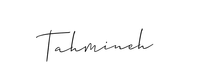 Make a beautiful signature design for name Tahmineh. With this signature (Allison_Script) style, you can create a handwritten signature for free. Tahmineh signature style 2 images and pictures png