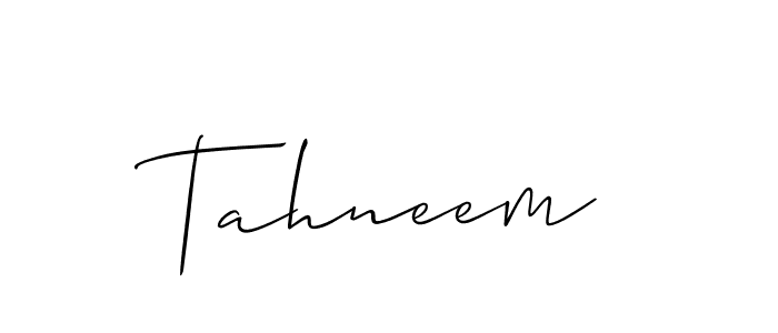 Use a signature maker to create a handwritten signature online. With this signature software, you can design (Allison_Script) your own signature for name Tahneem. Tahneem signature style 2 images and pictures png