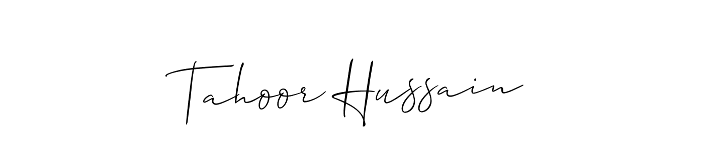 Also we have Tahoor Hussain name is the best signature style. Create professional handwritten signature collection using Allison_Script autograph style. Tahoor Hussain signature style 2 images and pictures png