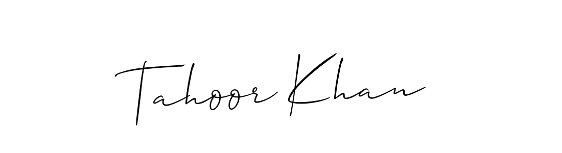 Use a signature maker to create a handwritten signature online. With this signature software, you can design (Allison_Script) your own signature for name Tahoor Khan. Tahoor Khan signature style 2 images and pictures png