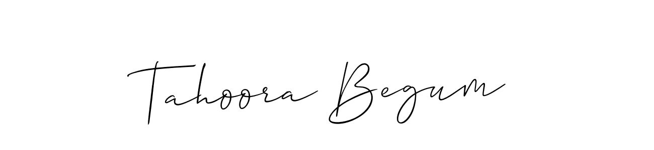 Use a signature maker to create a handwritten signature online. With this signature software, you can design (Allison_Script) your own signature for name Tahoora Begum. Tahoora Begum signature style 2 images and pictures png