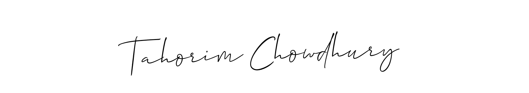 How to make Tahorim Chowdhury name signature. Use Allison_Script style for creating short signs online. This is the latest handwritten sign. Tahorim Chowdhury signature style 2 images and pictures png