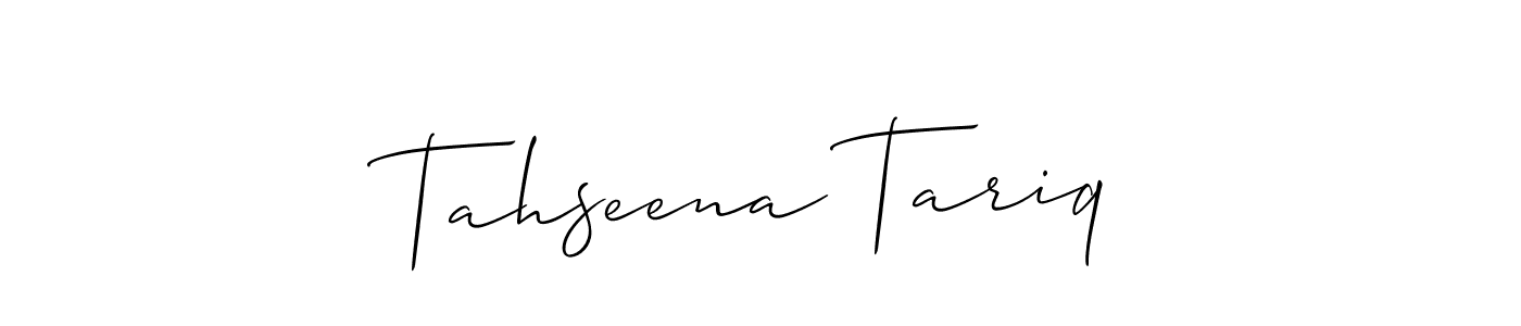 Tahseena Tariq stylish signature style. Best Handwritten Sign (Allison_Script) for my name. Handwritten Signature Collection Ideas for my name Tahseena Tariq. Tahseena Tariq signature style 2 images and pictures png