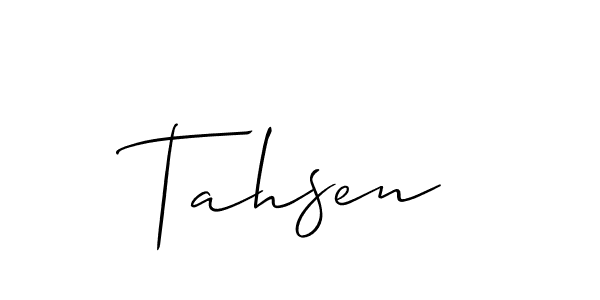 Use a signature maker to create a handwritten signature online. With this signature software, you can design (Allison_Script) your own signature for name Tahsen. Tahsen signature style 2 images and pictures png