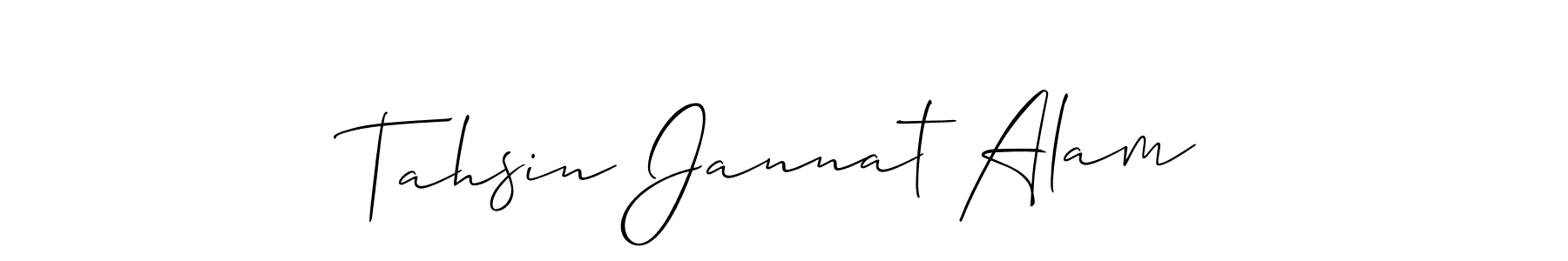 This is the best signature style for the Tahsin Jannat Alam name. Also you like these signature font (Allison_Script). Mix name signature. Tahsin Jannat Alam signature style 2 images and pictures png