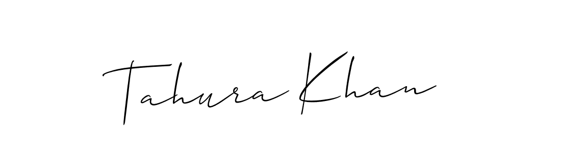 How to make Tahura Khan name signature. Use Allison_Script style for creating short signs online. This is the latest handwritten sign. Tahura Khan signature style 2 images and pictures png