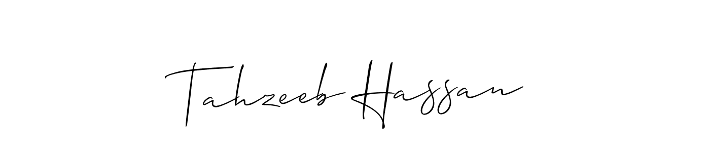 The best way (Allison_Script) to make a short signature is to pick only two or three words in your name. The name Tahzeeb Hassan include a total of six letters. For converting this name. Tahzeeb Hassan signature style 2 images and pictures png