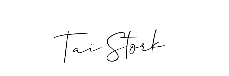 The best way (Allison_Script) to make a short signature is to pick only two or three words in your name. The name Tai Stork include a total of six letters. For converting this name. Tai Stork signature style 2 images and pictures png