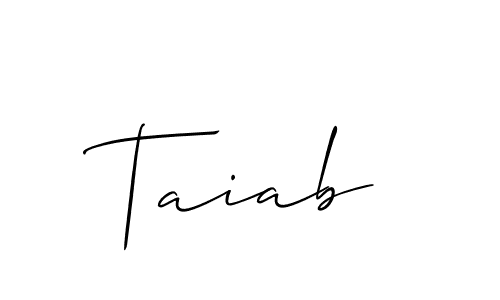 Use a signature maker to create a handwritten signature online. With this signature software, you can design (Allison_Script) your own signature for name Taiab. Taiab signature style 2 images and pictures png