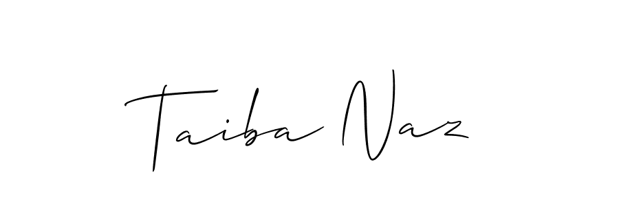 The best way (Allison_Script) to make a short signature is to pick only two or three words in your name. The name Taiba Naz include a total of six letters. For converting this name. Taiba Naz signature style 2 images and pictures png
