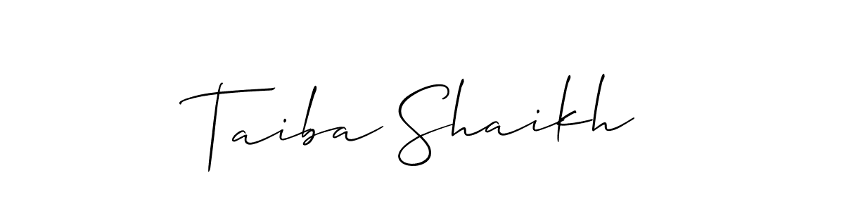 How to make Taiba Shaikh name signature. Use Allison_Script style for creating short signs online. This is the latest handwritten sign. Taiba Shaikh signature style 2 images and pictures png