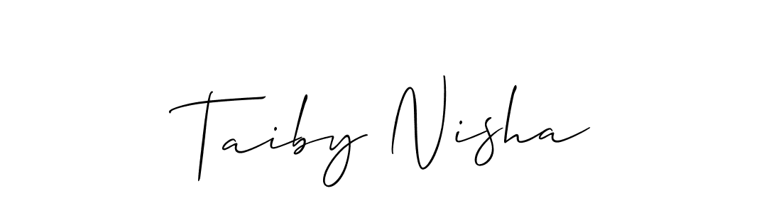 Create a beautiful signature design for name Taiby Nisha. With this signature (Allison_Script) fonts, you can make a handwritten signature for free. Taiby Nisha signature style 2 images and pictures png